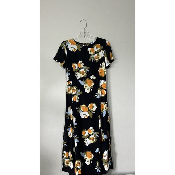 Rue Stiic Dresses & Skirts - Rue Stiic Carter Split Floral Print Dress Size XS Open Back Midi Marigold Slit